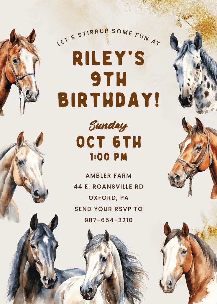 Stirrup fun boys - birthday invitation