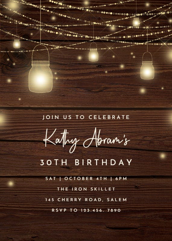 Strings of lights - birthday invitation