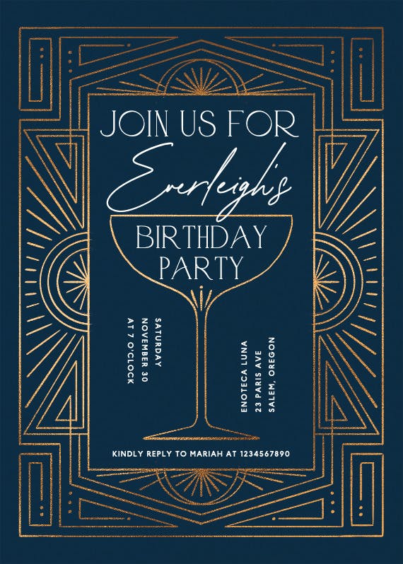 Stylish soiree -  invitación de cumpleaños