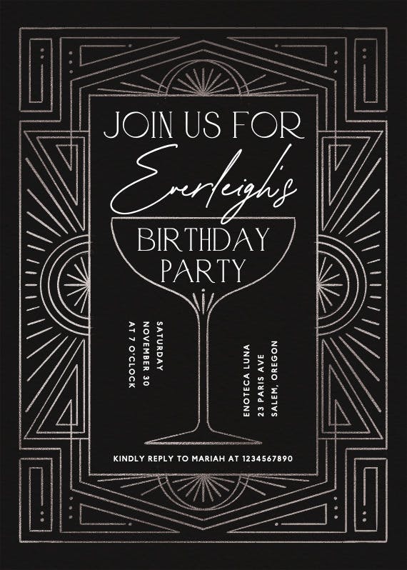 Stylish soiree - birthday invitation