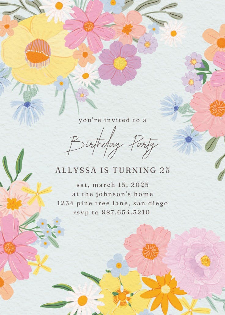 Stylized blooms - invitación para fiesta