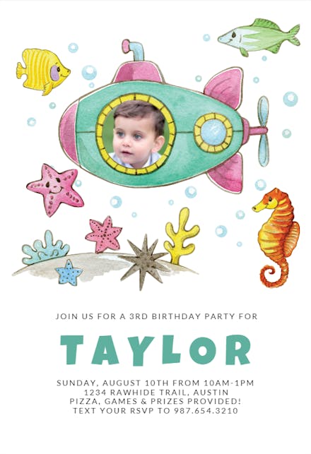 Submarine - Birthday Invitation