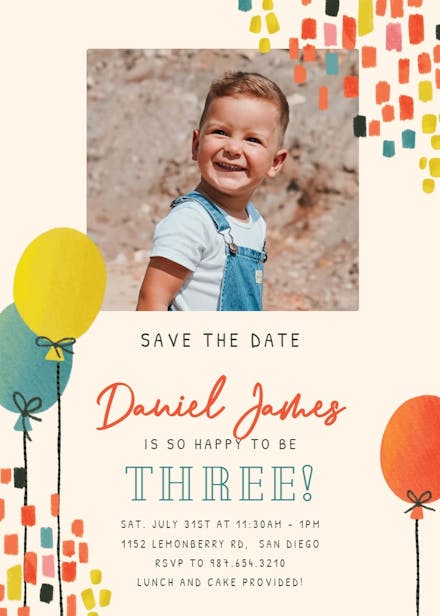 Summer art photoframe - birthday invitation