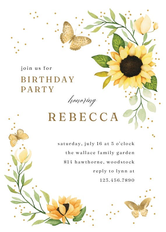 Sunflower corner - party invitation