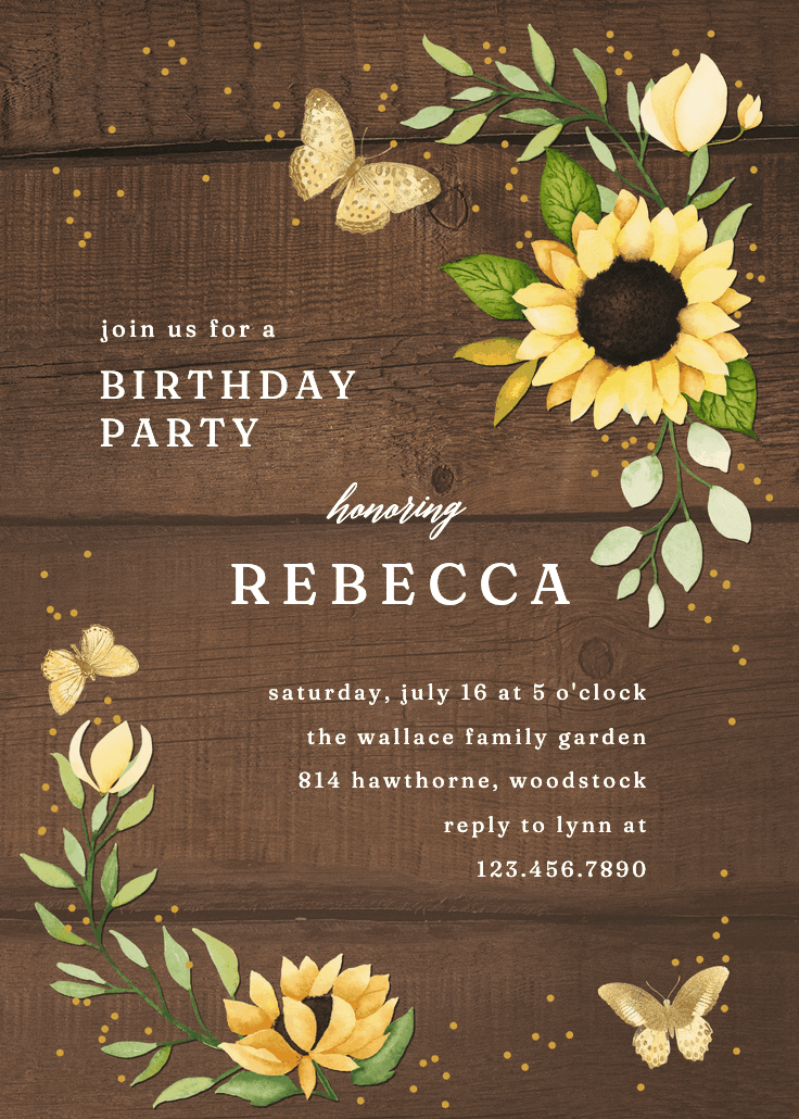 Sunflower corner - birthday invitation