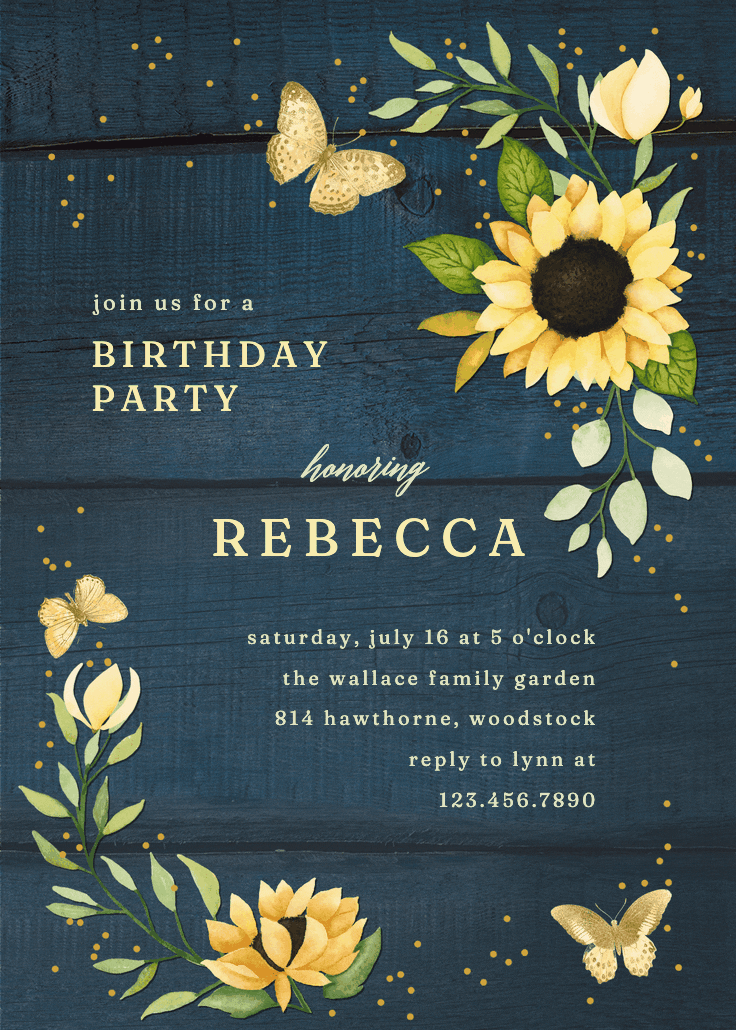Sunflower corner - birthday invitation