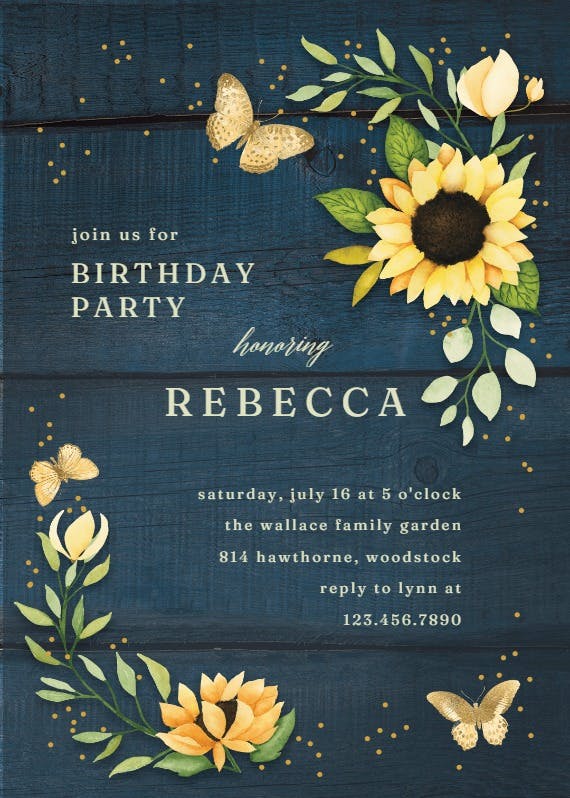 Sunflower corner - party invitation