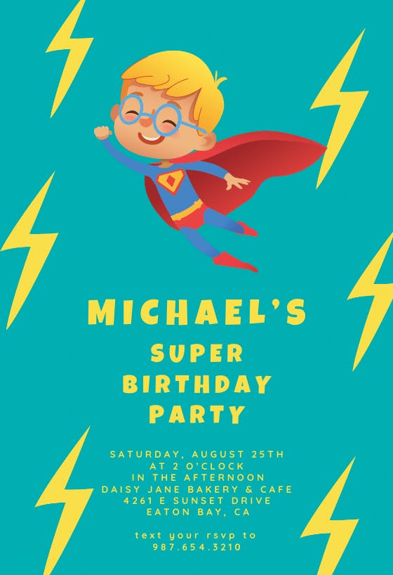 Super birthday boy -  invitación de cumpleaños
