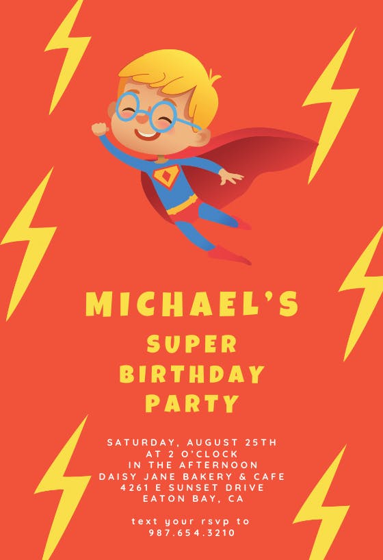 Super birthday boy -  invitación de fiesta