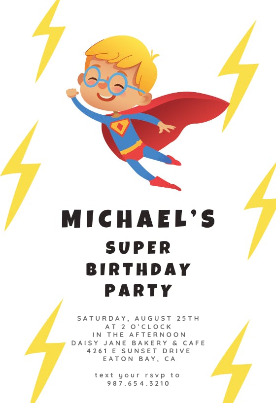Super birthday boy -  invitación para fiesta