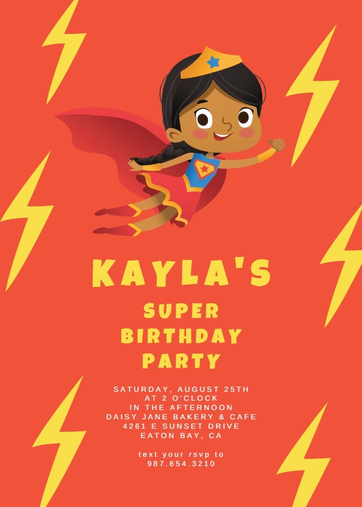 Super birthday girl - invitación para fiesta