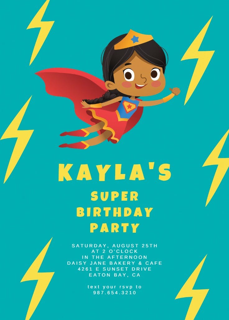 Super birthday girl - birthday invitation