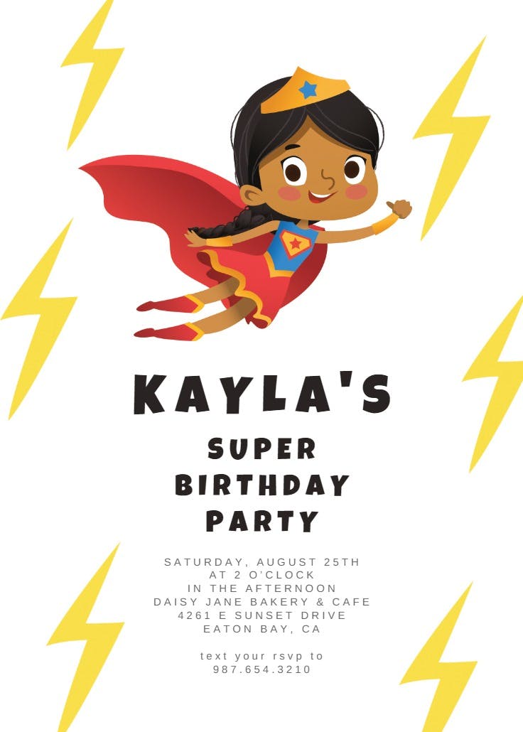 Super birthday girl - invitation