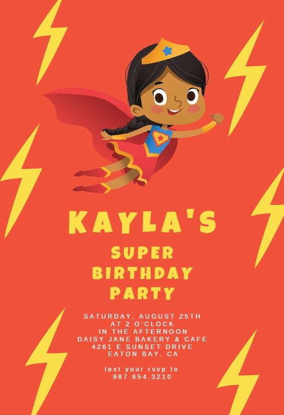 Super birthday girl -  invitación de cumpleaños
