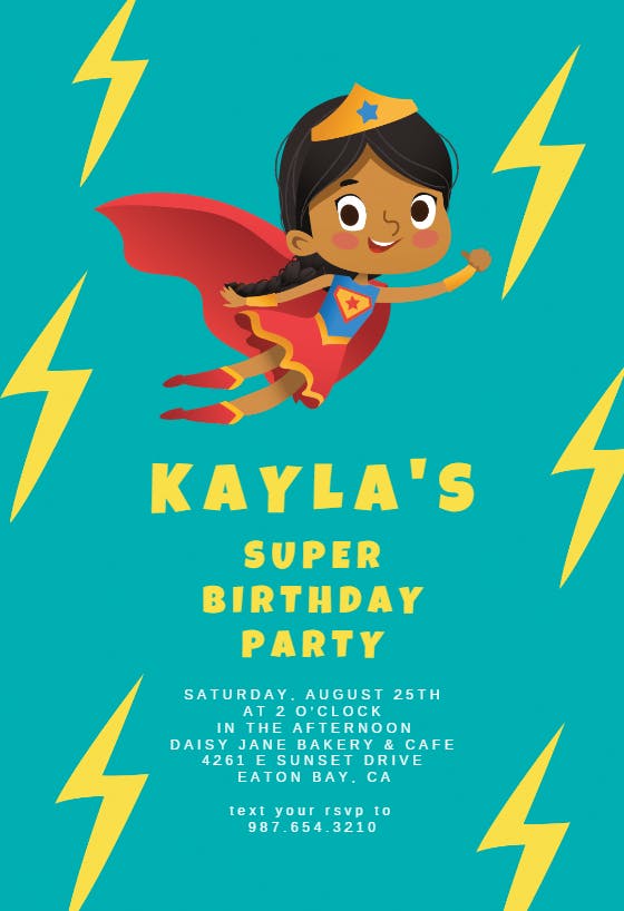 Super birthday girl -  invitación de fiesta