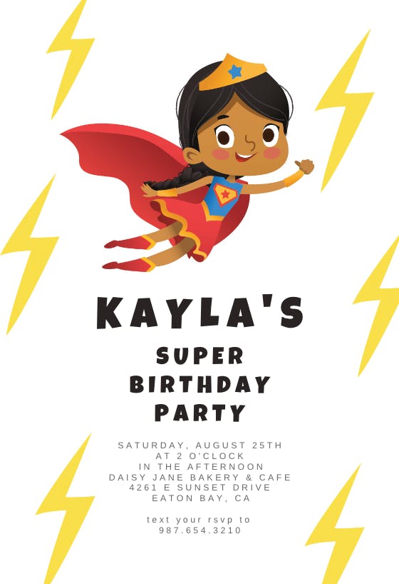 Super birthday girl -  invitación para fiesta