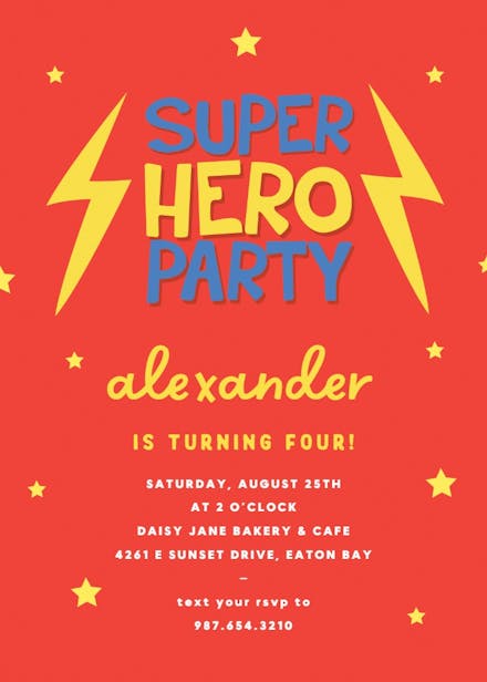 Super hero - birthday invitation
