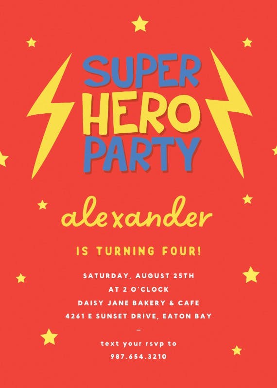 Super hero - birthday invitation