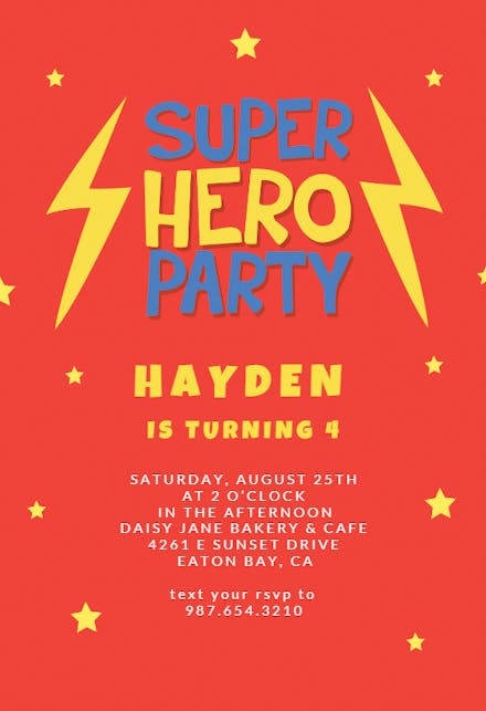 Superhero Birthday Invitation Template from images.greetingsisland.com