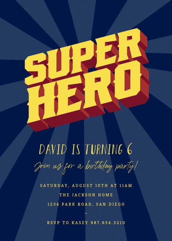 Superhero poster -  invitación para fiesta