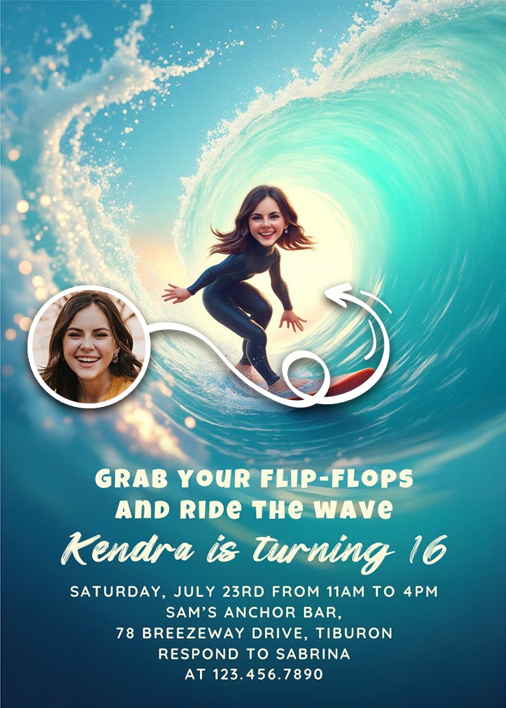 Surfs up - printable party invitation
