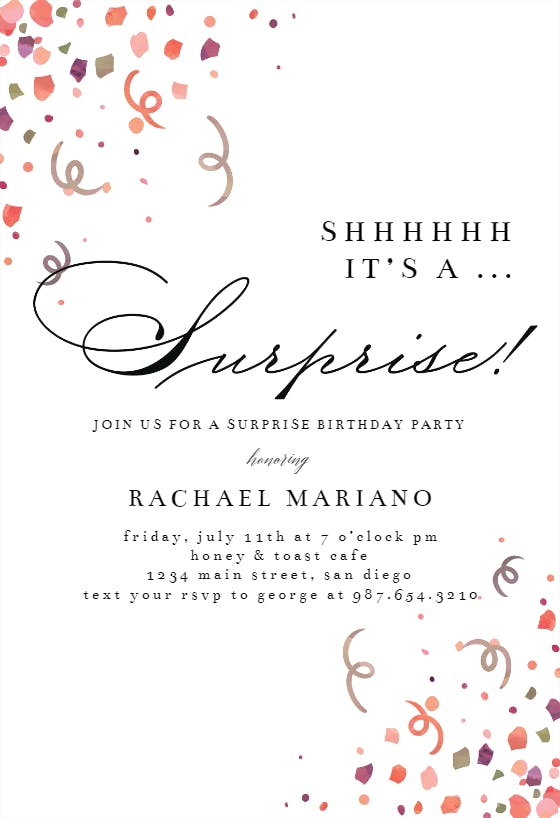 Surprise confetti - birthday invitation