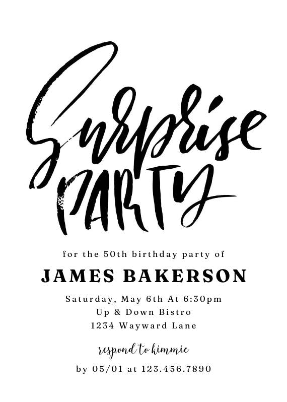 Surprise party -  invitación de fiesta