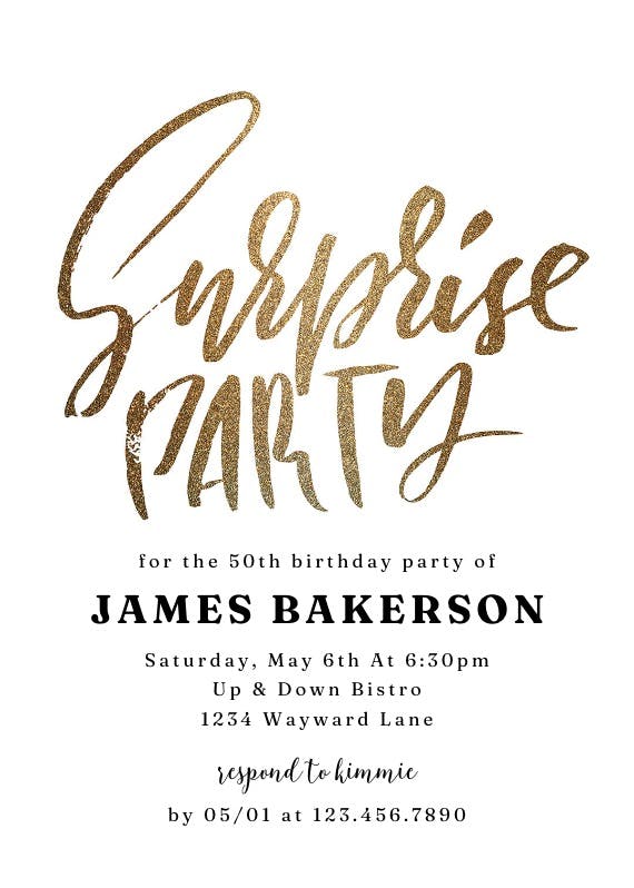 Surprise party -  invitación de cumpleaños
