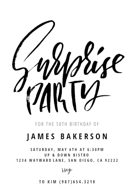 Surprise Party Birthday Invitation Template Free Greetings Island