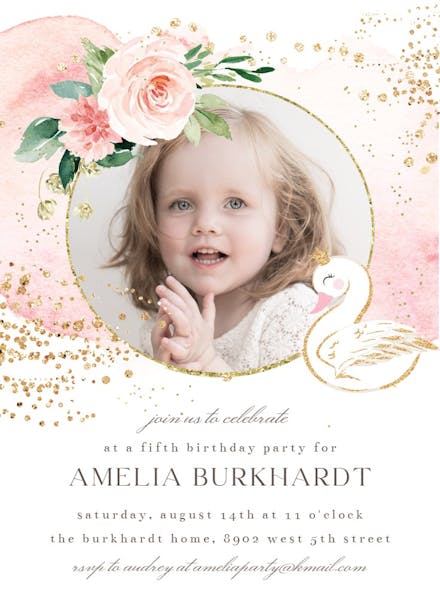 Swan in the sky - Birthday Invitation Template | Greetings Island