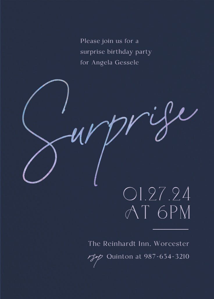 Sweeping surprise - invitación para fiesta