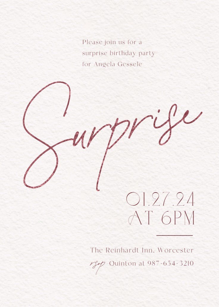 Sweeping surprise - invitación para fiesta