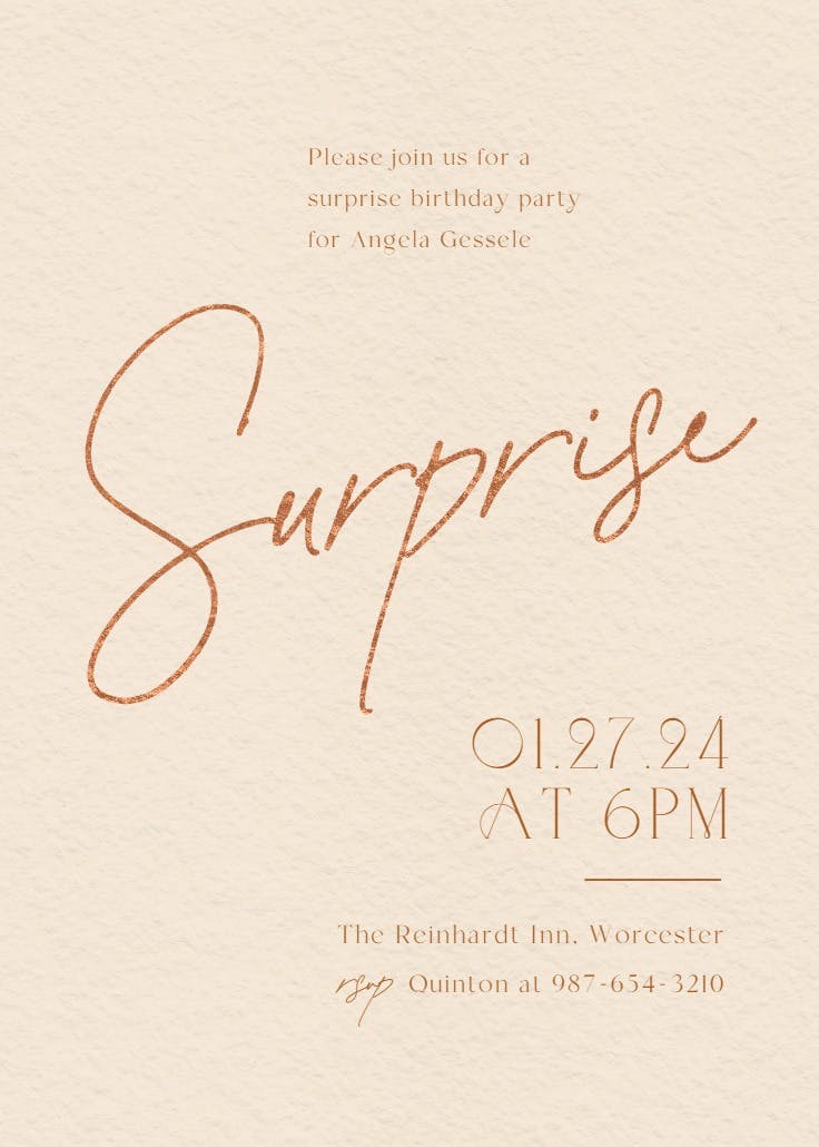 Sweeping surprise - invitación para fiesta