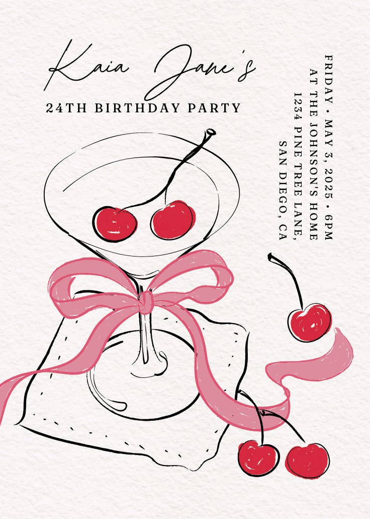 Sweet cherry - invitación de cumpleaños