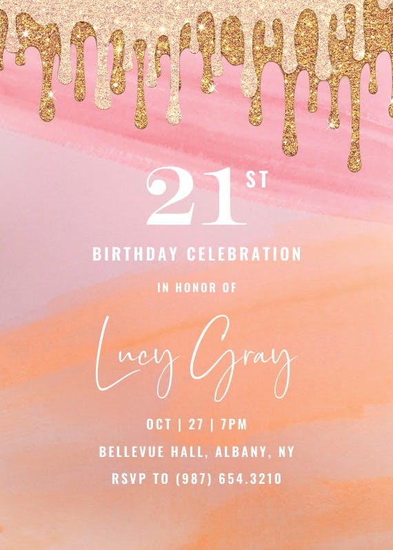 Sweet golden drip - birthday invitation