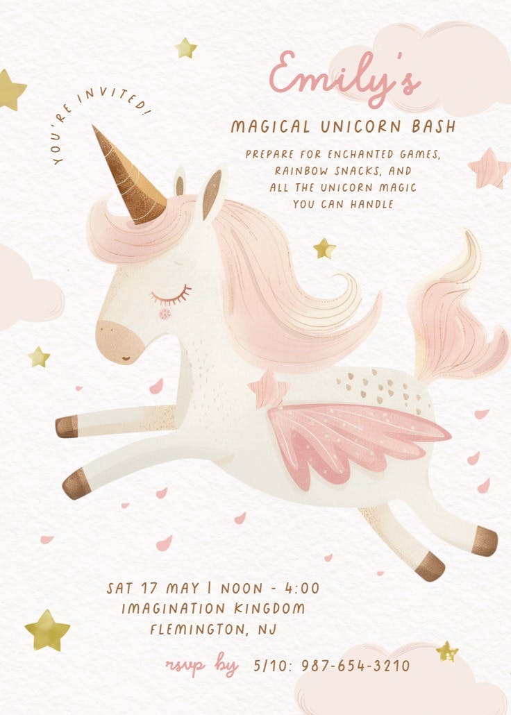 Sweet unicorn - birthday invitation