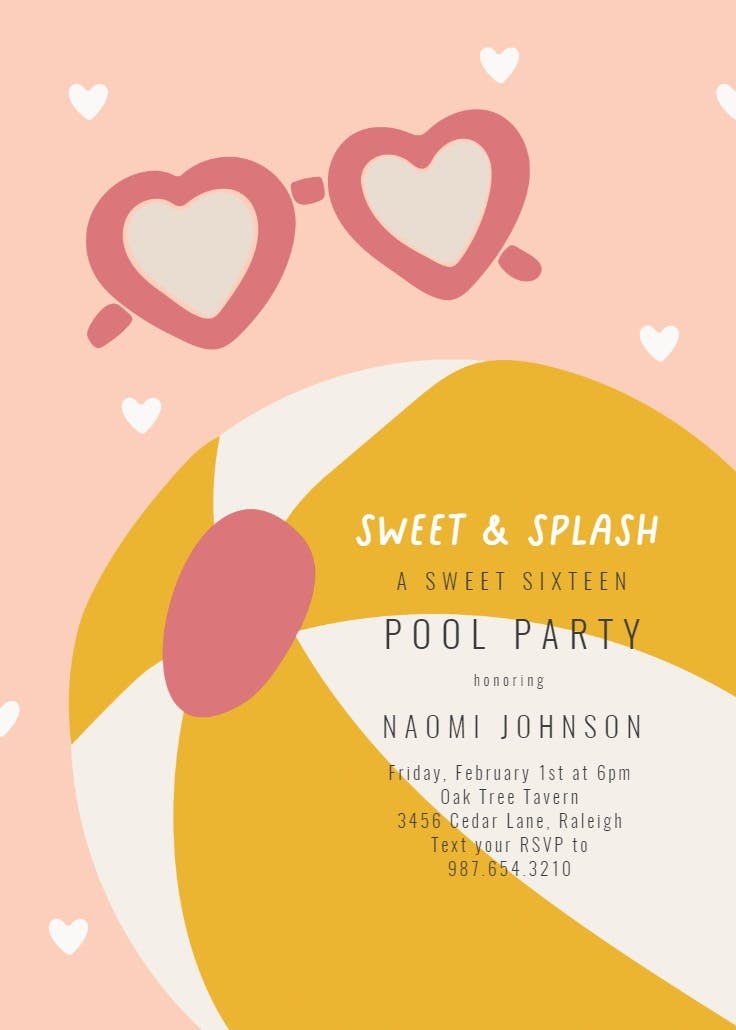 Sweets and splashes -  invitación de cumpleaños