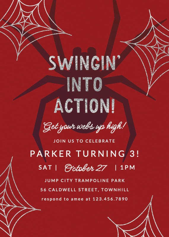 Swingin' into action - invitación de cumpleaños