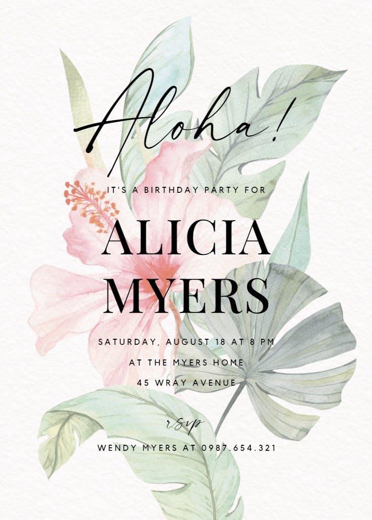 Tahitian dream - printable party invitation