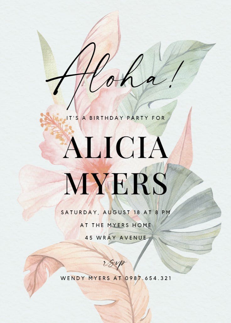 Tahitian dream - printable party invitation