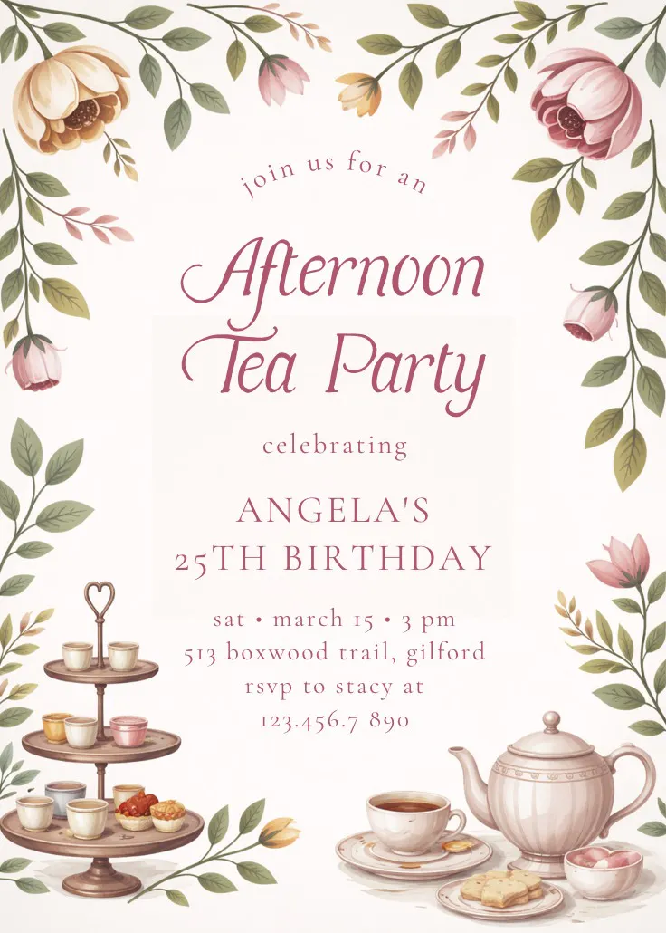 Tea pot garden - partyeinladung