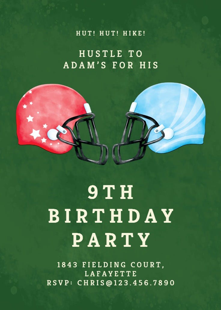 Team spirit football - birthday invitation