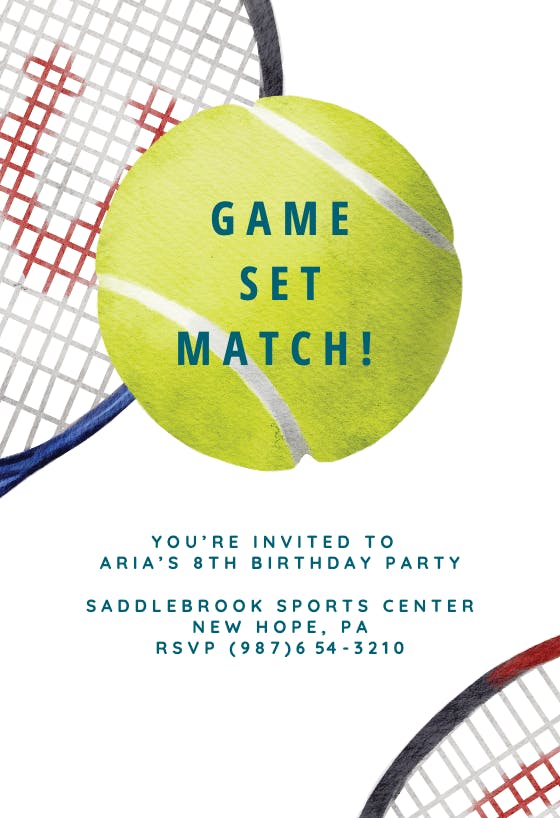 Tennis Birthday - Party Invitation Template (Free)