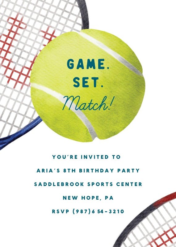 Tennis birthday - invitación de fiesta