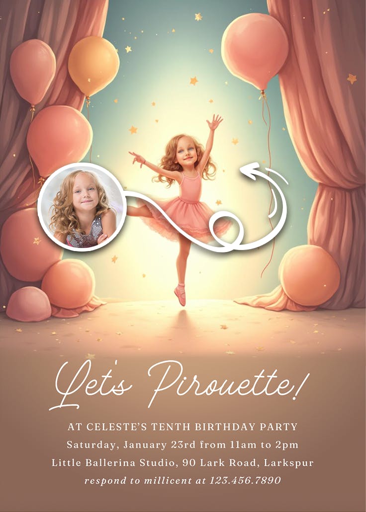 The ballerina - printable party invitation