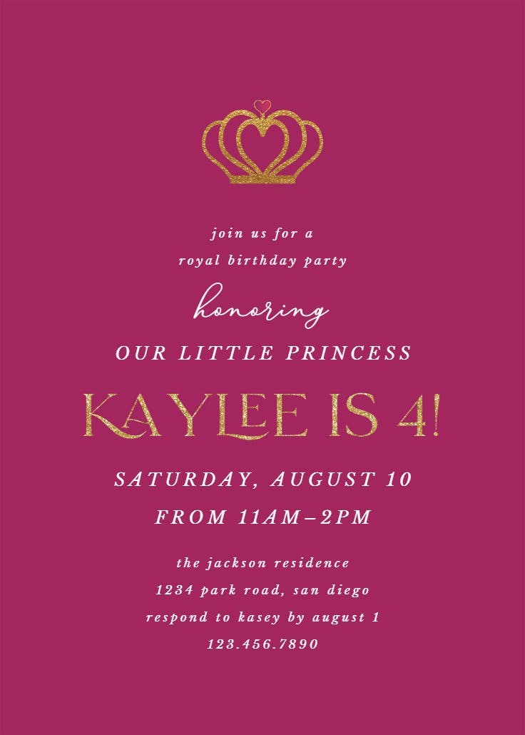 The royal crown - printable party invitation