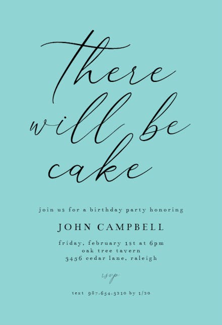 There Will Be Cake - Invitación de Cumpleaños