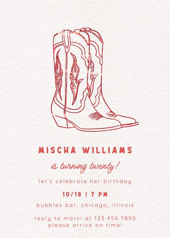 These boots - birthday invitation