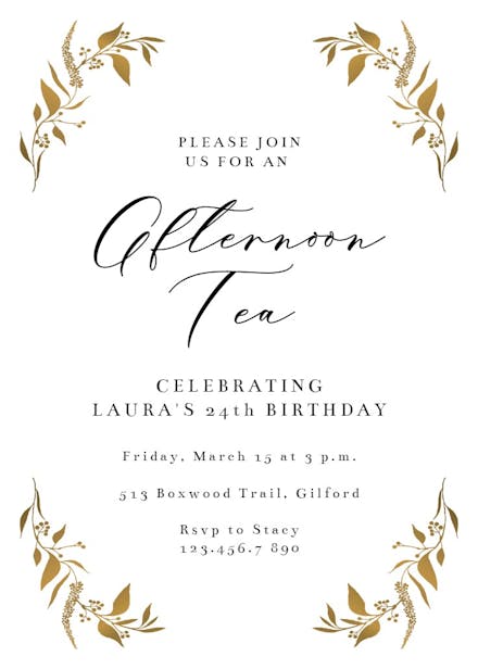Tiny gold botanical - party invitation