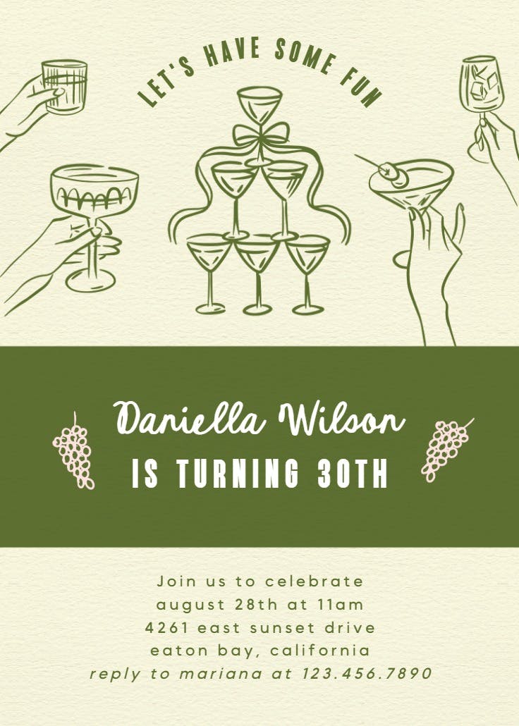 Toast in style - invitación de cumpleaños